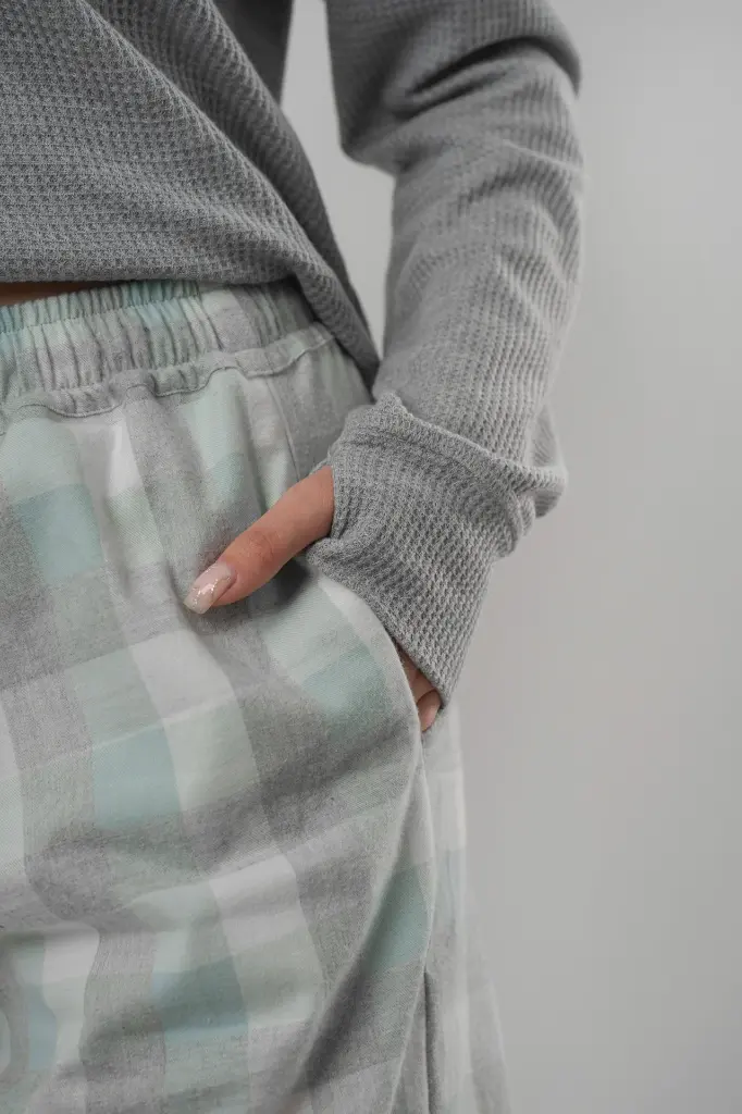 Waffle Hoodie Long Sleeve + Woven Pants Set