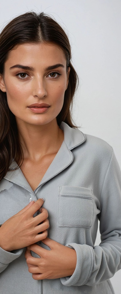 Polar Fleece Thermal Long Sleeve Pajama Set, Button & Front  