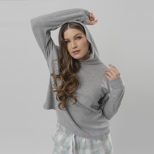 Waffle Hoodie Long Sleeve + Woven Pants Set  